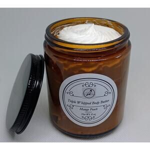 Mango Peach Triple Whipped Body Butter Handmade 8oz Silky Moisturizing Hydrating